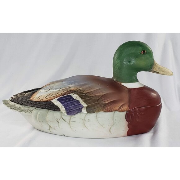 Andrea Sadek Mallard Duck Porcelain Lidded Box Bird Figurine Vintage Japan - Picture 2 of 10